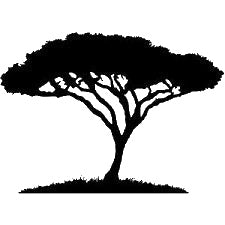 Tree With Spreading Branches And Grass stencil photo 2
