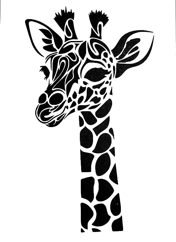 Giraffe Head With Elongated Neck Features stencil photo 7