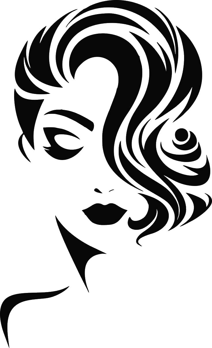 Face With Wavy Hair And Closed stencil photo 7