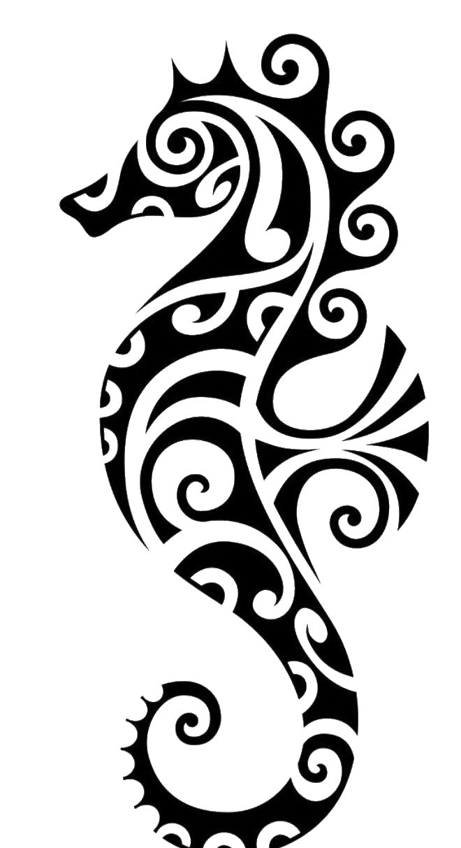 Seahorse With Swirls And Curves Forming stencil photo 7
