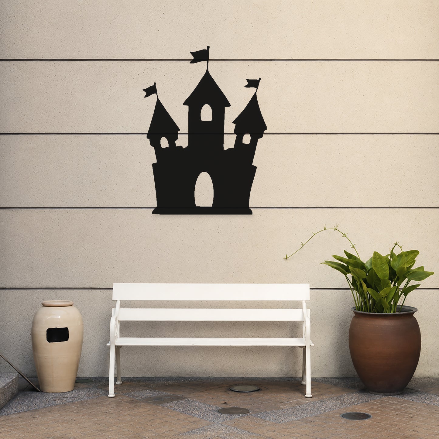 Castle Stencil with Flags and Towers for DIY Crafts and Home Decor Template
