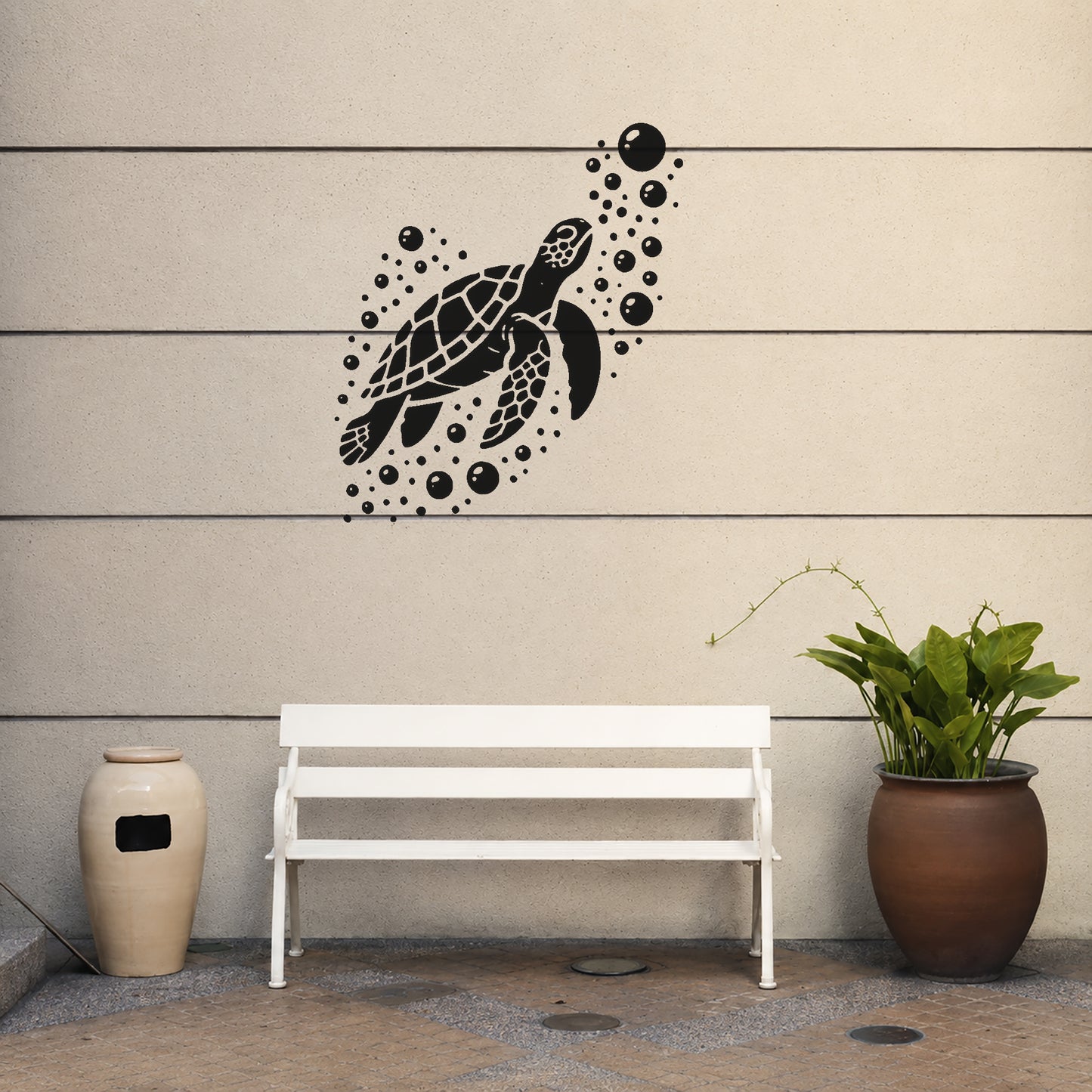 Swimming Sea Turtle with Bubbles Reusable Mylar Stencil for Art and DIY Crafts Template