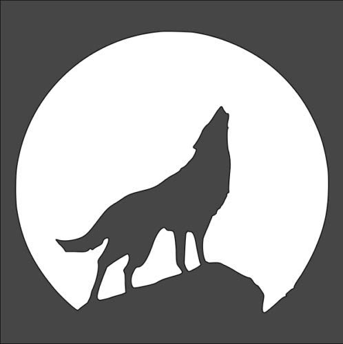 Stencil Wolf on The Rock Full Moon, Plastic Reusable, 5.5 x 5.5 inch reusable Mylar wall painting stencil