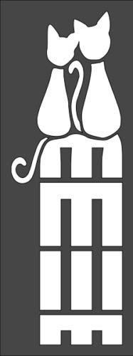 Stencil Cats On Fence, Plastic Reusable, 3 x 8 inch reusable Mylar wall painting stencil