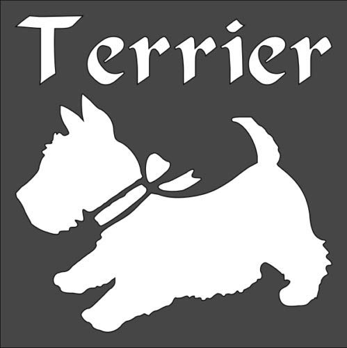 Stencil Terrier Dog, Plastic Reusable, 5.5 x 5.5 inch reusable Mylar wall painting stencil