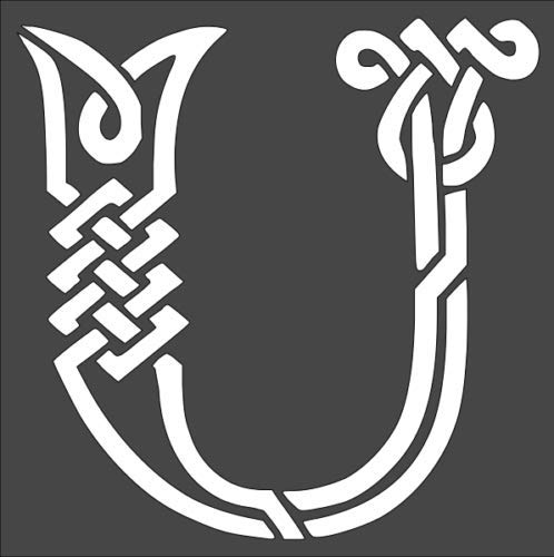 Stencil Celtic Initial U, Plastic Reusable, 8 x 8 inch reusable Mylar wall painting stencil