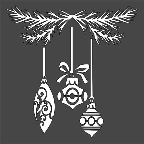 Stencil New Year's Toys Spruce Branch, Plastic Reusable, 5.5 x 5.5 inch reusable Mylar wall painting stencil