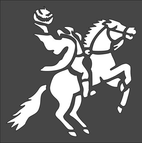 Stencil Headless Horseman on Horseback Halloween, Plastic Reusable, 5.5 x 5.5 inch reusable Mylar wall painting stencil