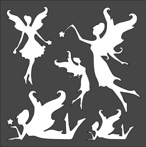 Stencil Fairy Girl with Wings Flies, Plastic Reusable, 5.5 x 5.5 inch reusable Mylar wall painting stencil