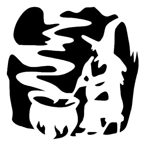 Witch Cooks in a Cauldron Stencil for Painting - Reusable Plastic 5.5"x5.5" - Ideal for Crafts stencil photo 2