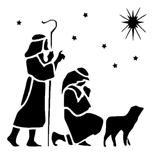 Shepherds Plastic Reusable 5.5x5.5 Stencil for Painting, Airbrush, Scrapbooking, Art, DIY Crafts stencil photo 2
