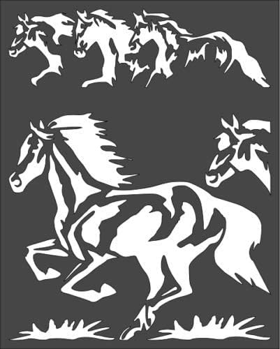 Wild Horses Running Stencil - Plastic Reusable 10x8 Inch for Crafts, Arts, Scrapbooking - Painting reusable Mylar wall painting stencil