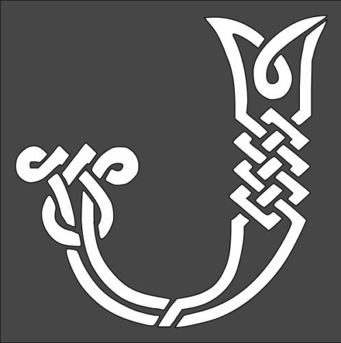 Stencil Celtic Initial J Design, Plastic Reusable, 8 x 8 Inch reusable Mylar wall painting stencil