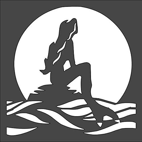 Mermaid Stencil - 5.5x5.5 Inch Custom Cut Stencil for Arts and Crafts, Scrapbooking, Painting on reusable Mylar wall painting stencil