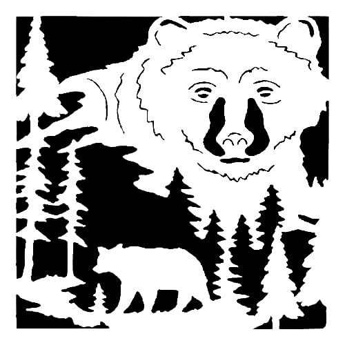 [20Pcs Set] Bear Face Forest Stencil for Painting on Walls, Wood, and Canvas, 8 x 8 Inch stencil photo 2