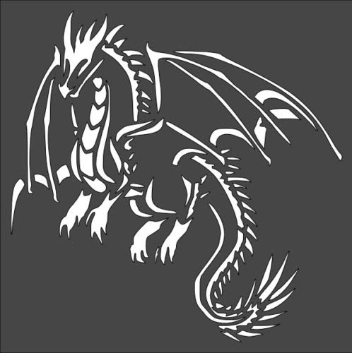 Stencil Fairy Dragon with Wings, Plastic Reusable, 8 x 8 Inch reusable Mylar wall painting stencil
