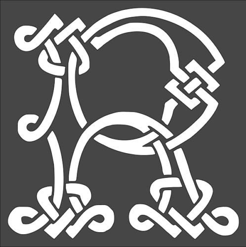 Stencil Celtic Initial R, Plastic Reusable, 8 x 8 Inch reusable Mylar wall painting stencil