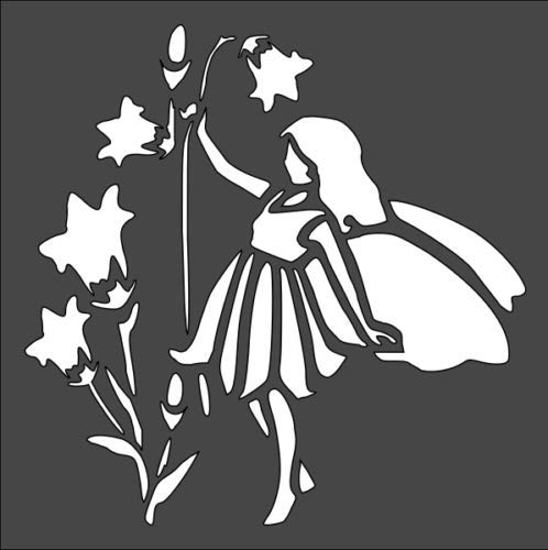 Stencil Fairy cornflowers Flowers, Plastic Reusable, 5.5 x 5.5 inch reusable Mylar wall painting stencil