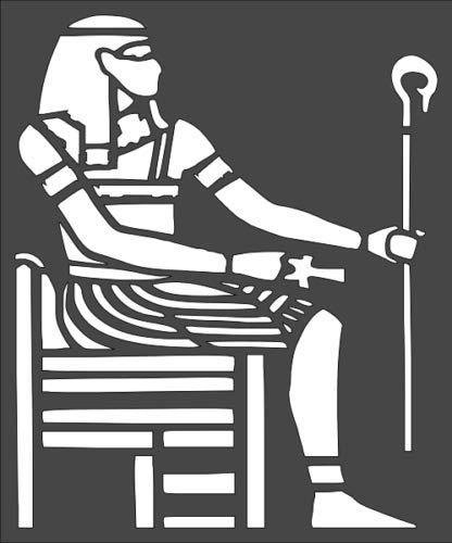 Stencil Egyptian Pharaoh with a Staff on The Throne, Plastic Reusable, 7.5 x 9 inch reusable Mylar wall painting stencil