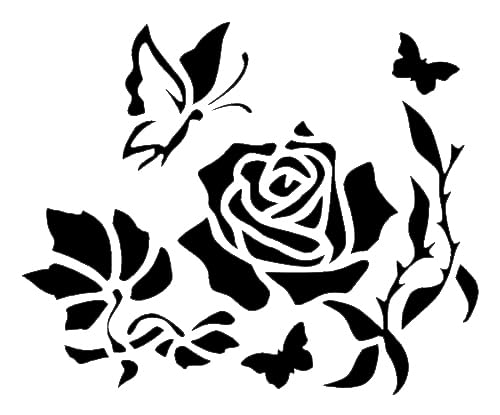 [20Pcs Set] Butterfly Rose Design Stencil for Painting - Reusable Plastic 5x6 Inch - Ideal for stencil photo 2