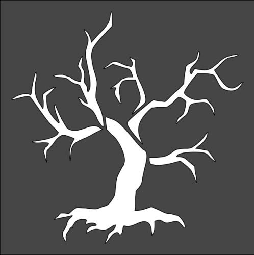 Stencil Old Dead Tree Without Leaves, Plastic Reusable, 5.5 x 5.5 inch reusable Mylar wall painting stencil