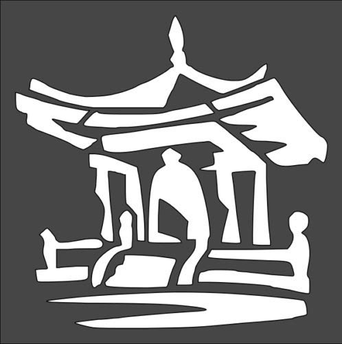 Stencil Pagoda, Plastic Reusable, 5.5 x 5.5 inch reusable Mylar wall painting stencil