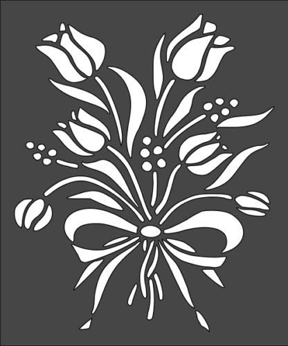 Stencil Tulips, Plastic Reusable, 5 x 6 inch reusable Mylar wall painting stencil