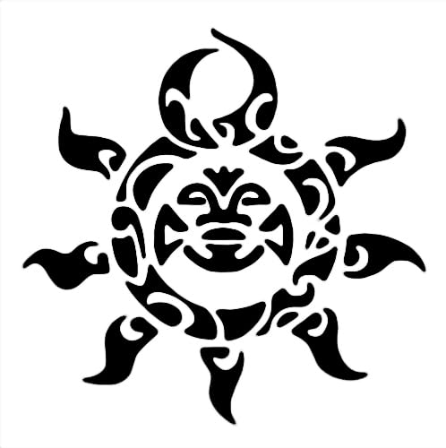 Tiki Sun Design Stencil for Painting - Reusable Plastic 5.5x5.5 Inches - Ideal for Crafts, Home stencil photo 2