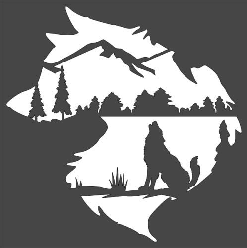 Stencil Big Wolf Nature Design, Plastic Reusable, 10 x 10 Inch reusable Mylar wall painting stencil