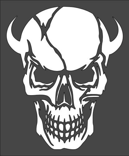 Stencil Skull with Horns, Plastic Reusable, 5 x 6 inch reusable Mylar wall painting stencil