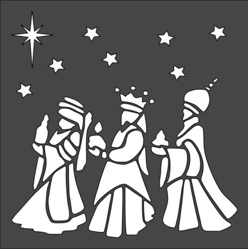 Stencil Wisemen, Plastic Reusable, 8 x 10 in reusable Mylar wall painting stencil