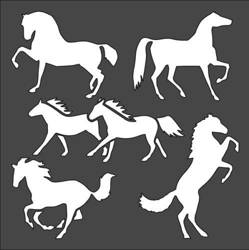 Stencil Horses Different Poses, Plastic Reusable, 5.5 x 5.5 inch reusable Mylar wall painting stencil