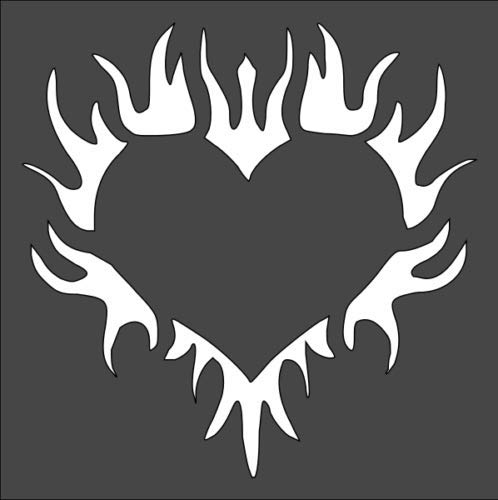 Stencil Flaming Heart Design, Plastic Reusable, 5.5 x 5.5 inch reusable Mylar wall painting stencil
