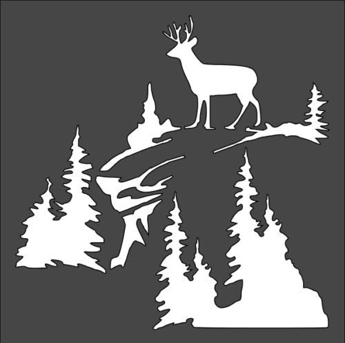 Stencil Mountain Deer, Plastic Reusable, 5 x 5 Inch reusable Mylar wall painting stencil