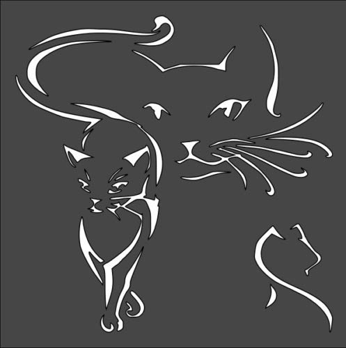 Stencil cat Contour Design, Plastic Reusable, 8 x 10 in reusable Mylar wall painting stencil