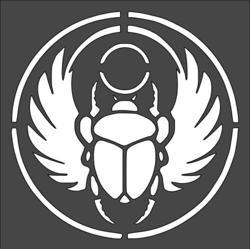 Stencil Beetle Egyptian Signs, Plastic Reusable, 5.5 x 5.5 inch reusable Mylar wall painting stencil
