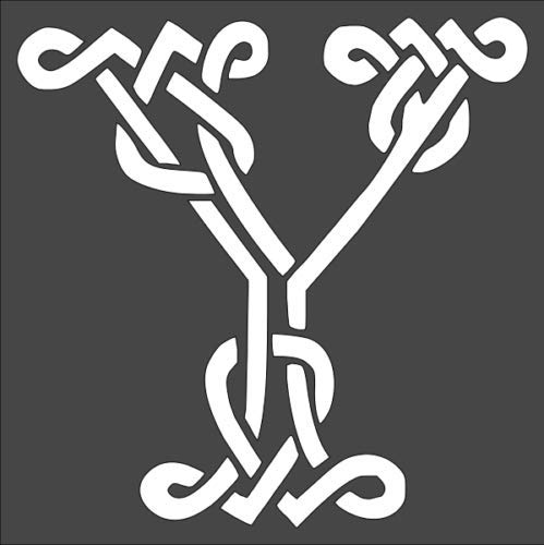 Stencil Celtic Initial Y, Plastic Reusable, 8 x 8 inch reusable Mylar wall painting stencil