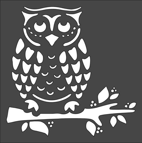 Stencil owl on a Branch, Plastic Reusable, 5.5 x 5.5 inch reusable Mylar wall painting stencil