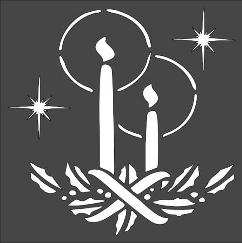 Stencil Candles New Year Design, Plastic Reusable, 8 x 8 inch reusable Mylar wall painting stencil