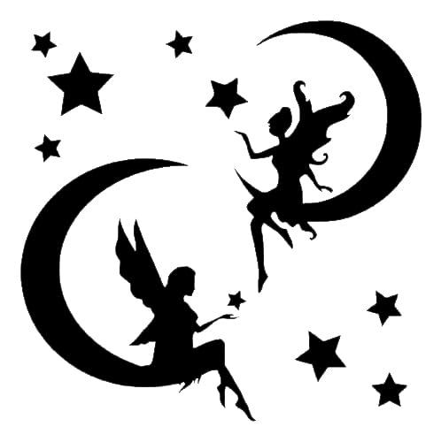 Fairies on The Moon Stencil for Painting - Plastic Reusable 5.5" L x 5.5" W stencil photo 2
