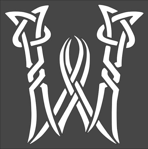 Stencil Celtic Initial W, Plastic Reusable, 8 x 8 inch reusable Mylar wall painting stencil