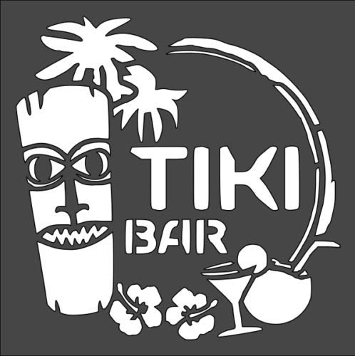 Stencil Tiki Bar Totem Cocktail Sign, Plastic Reusable, 8 x 10 in reusable Mylar wall painting stencil