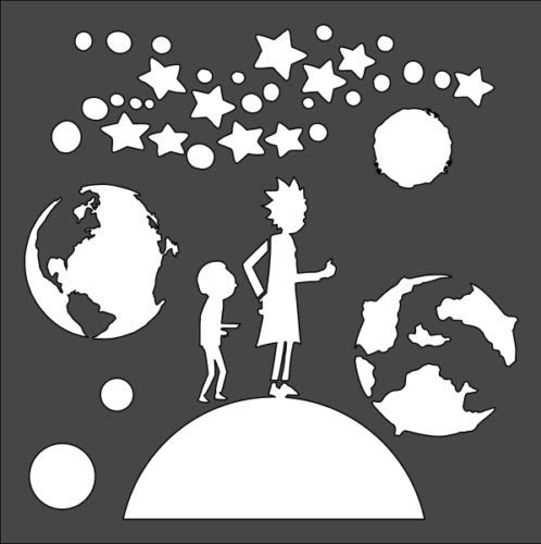Stencil Stars Planet Earth Moon, Plastic Reusable, 5.5 x 5.5 inch reusable Mylar wall painting stencil