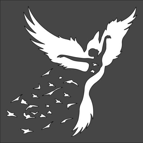Stencil Girl Bird Abstraction, Plastic Reusable, 5.5 x 5.5 inch reusable Mylar wall painting stencil