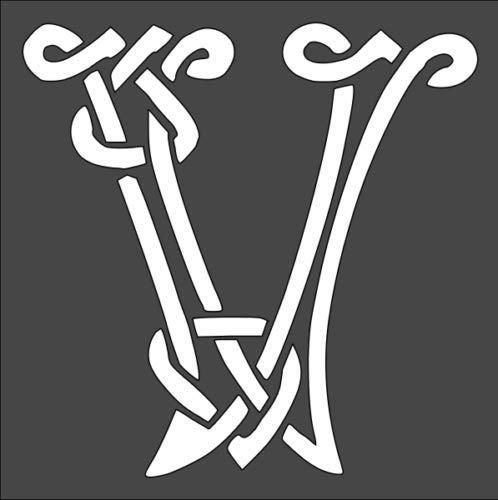 Stencil Celtic Initial V Design, Plastic Reusable, 5.5 x 5.5 inch reusable Mylar wall painting stencil
