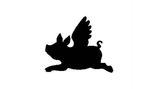 Flying Pig Stencil, 4-Inch, Reusable Animal Craft Template, Durable Plastic, White reusable Mylar wall painting stencil