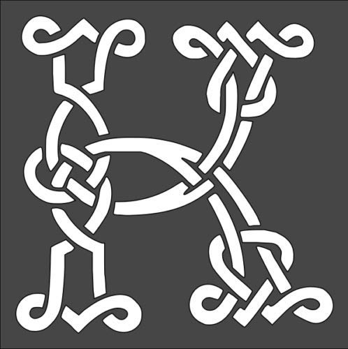 Stencil Celtic Initial K Design, Plastic Reusable, 5.5 x 5.5 inch reusable Mylar wall painting stencil