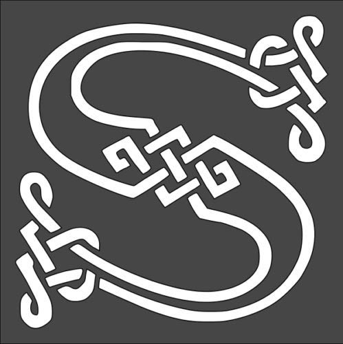 Stencil Celtic Initial S Design, Plastic Reusable, 5.5 x 5.5 inch reusable Mylar wall painting stencil