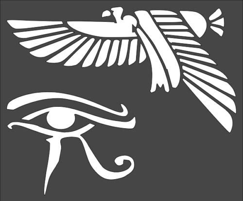 Stencil Egyptian Symbol Eagle Eye, Plastic Reusable, 9 x 8 Inch reusable Mylar wall painting stencil