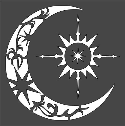 Stencil Moon Star Sun, Plastic Reusable, 5.5 x 5.5 inch reusable Mylar wall painting stencil